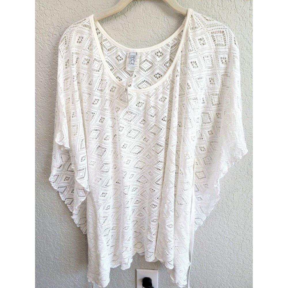 Becca by Rebecca Virtue White Crochet Lace Cover Up Top XS Nordstrom NWT Boho - Picture 2 of 9